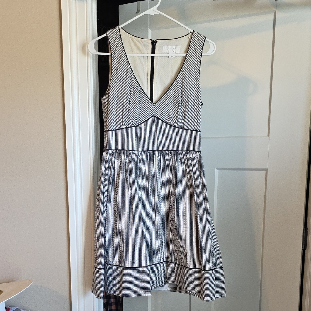 Jessica Simpson Striped V-Neck Mini Dress